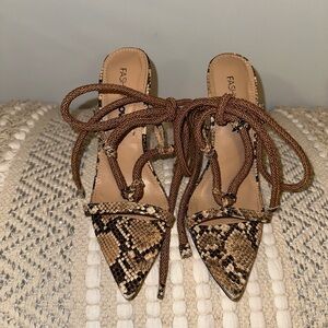 Snake Print Tie Heels